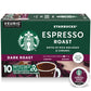 Starbucks K-Cup Coffee Pods, Dark Roast Coffee, Espresso Roast for Keurig Coffee Makers, 100% Arabica, 1 Box (10 Pods)