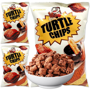 K-Munchies Orion Turtle Chips - 3 Packs Of 160-Gram Choco Churro Flavor Korean Chips - Sweet, Crispy, Korean Snacks With Hint Of