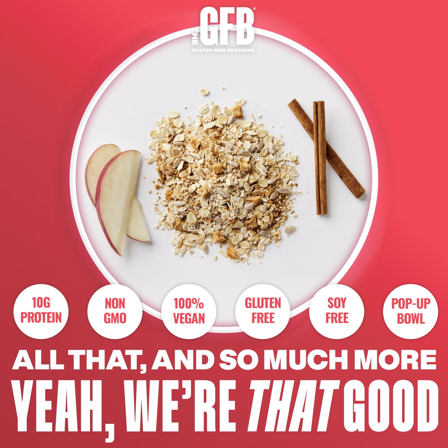 The Gluten Free Brothers Protein Oatmeal Cups - Gluten Free Apple Cinnamon Oatmeal Pouches - Instant Hot Breakfast Cereal In A P