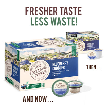 New England Coffee Blueberry Cobbler Medium Roast Single Serve Pods, 12Ct Box (Pack Of 1)