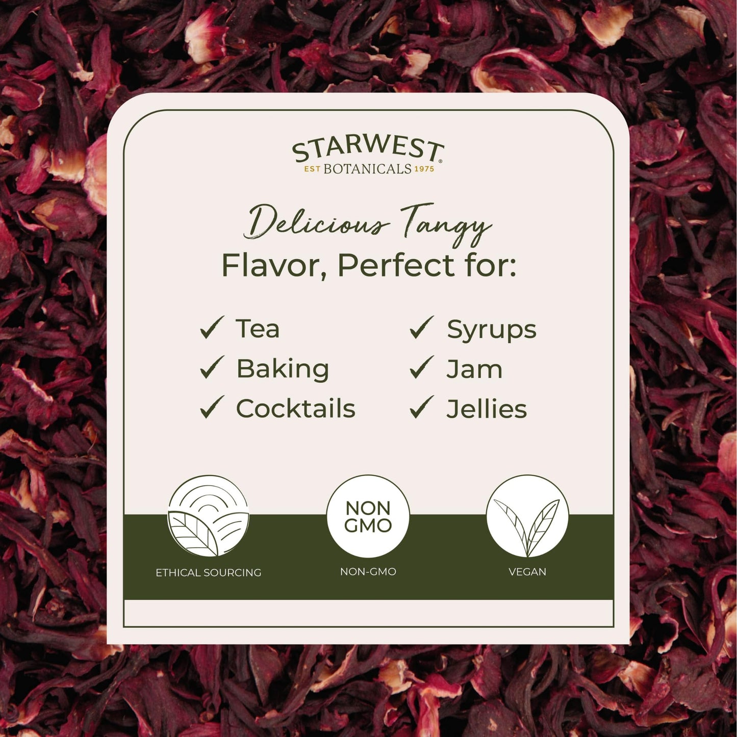 Starwest Botanicals Organic Dried Hibiscus Flowers - Cut & Sifted, 1 lb Bag (Pack of 2), Non-GMO, Certified Kosher