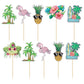 Gyufise 36Pcs Tropical Aloha Luau Cupcake Toppers Palm Tree Flower Turtle Leaves Flamingo Pineapple Cupcake Picks Summer Hawaiia