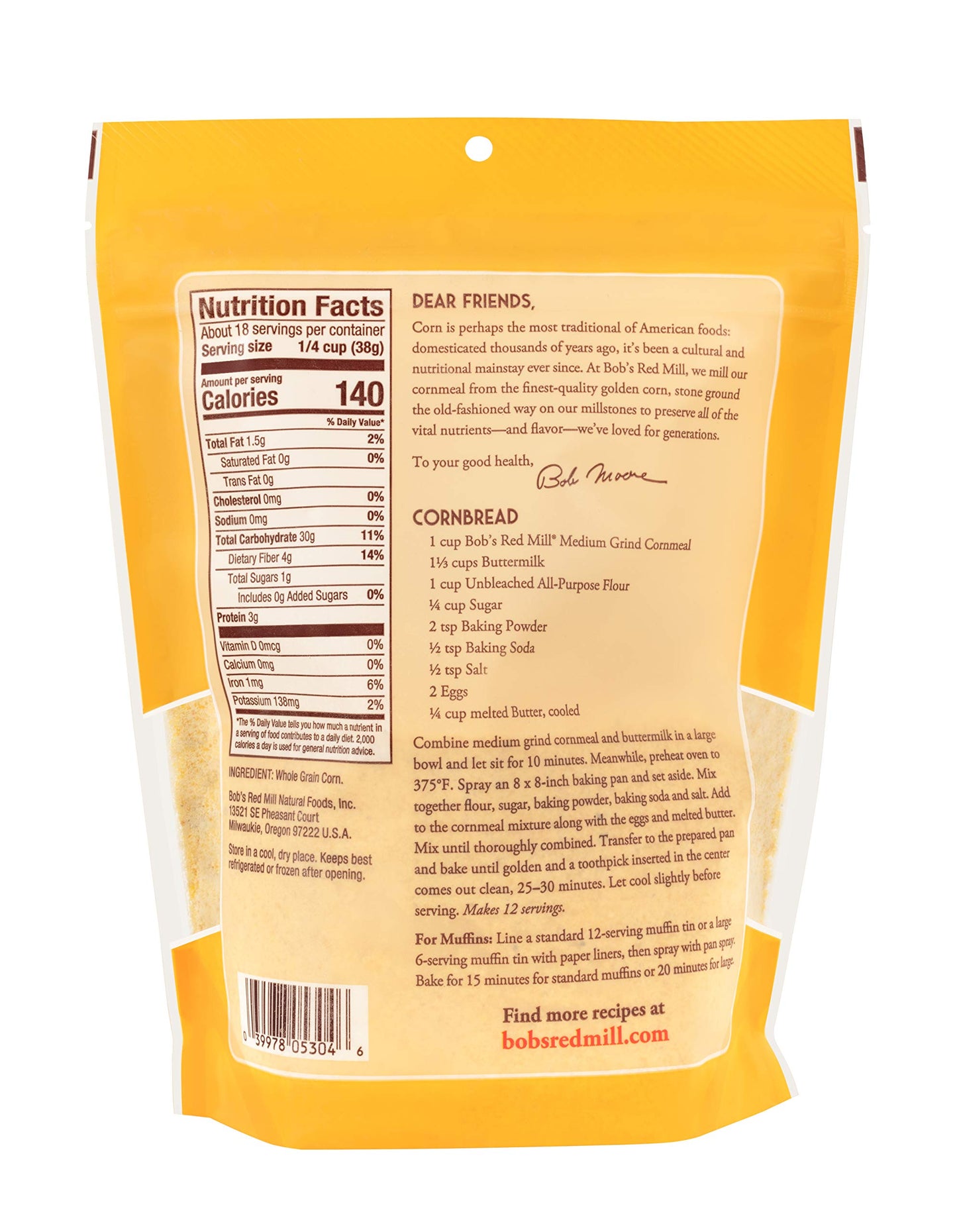Bobs Red Mill Cornmeal Grnd Med (Pack Of 4)