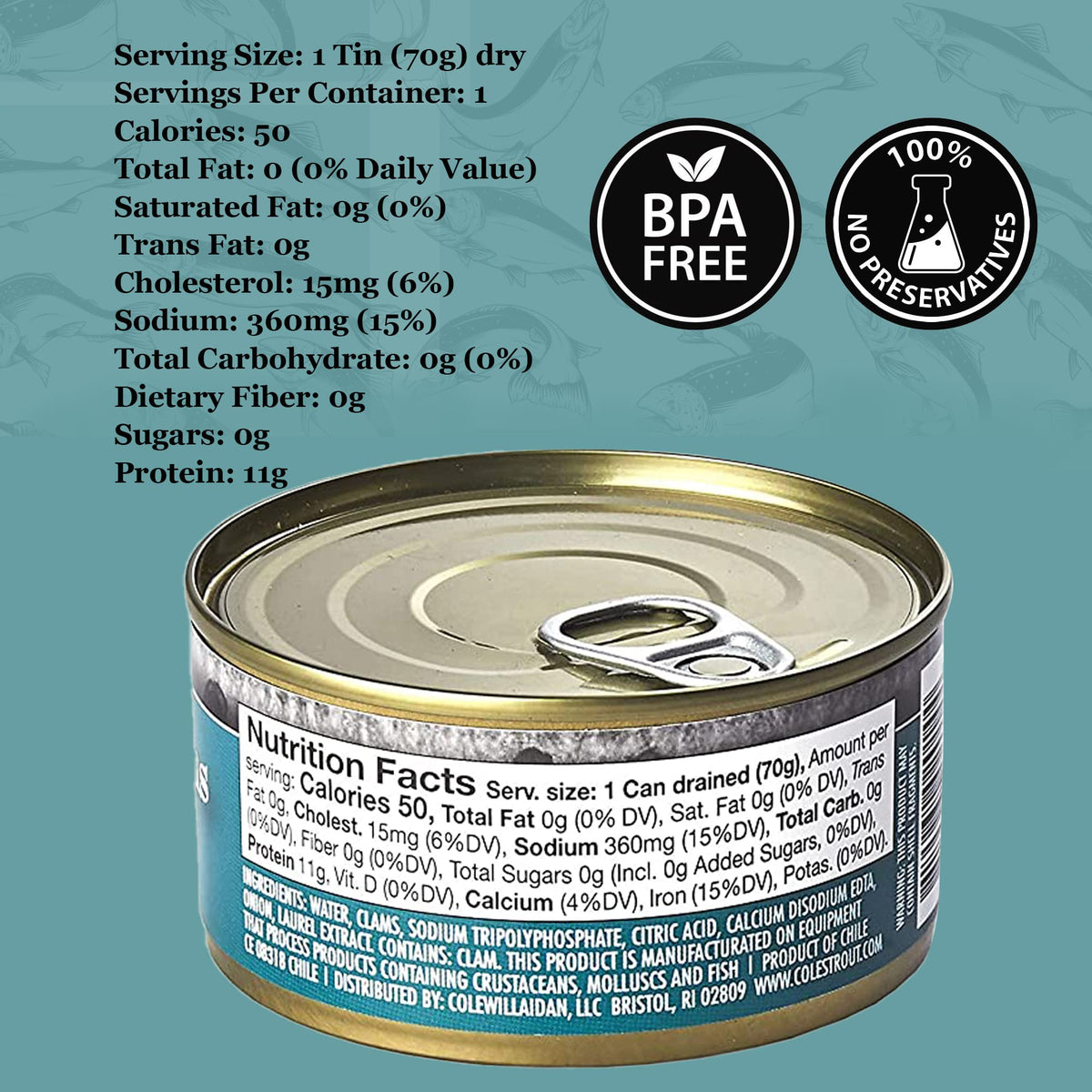 Coles Canned And Chopped Clams - Harvested In Crystal Clear Water, Glu ...