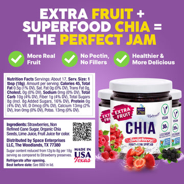 World Of Chia Variety Pack Extra Fruit Spread - Strawberry, Raspberry & Blackberry Chia Jam, All-Natural Super Food Fruit Preser