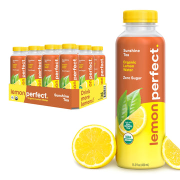 Lemon Perfect Sunshine Tea, Hydrating Flavored Lemon Water, Zero Sugar, Healthy Hydration Drinks, 15.2 fl oz Bottles (12-Pack)