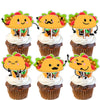 18Pcs Gold Glitter Cute Taco Bout Dessert Cupcake Topper Mexican Yummy Food Fiesta Festival Theme Decor Supplies Baby Shower Hap
