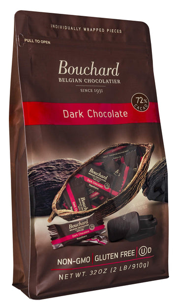 Bouchard Premium Belgian Dark Chocolate With 72% Cacao | Individually Wrapped Pieces (2 Lb)