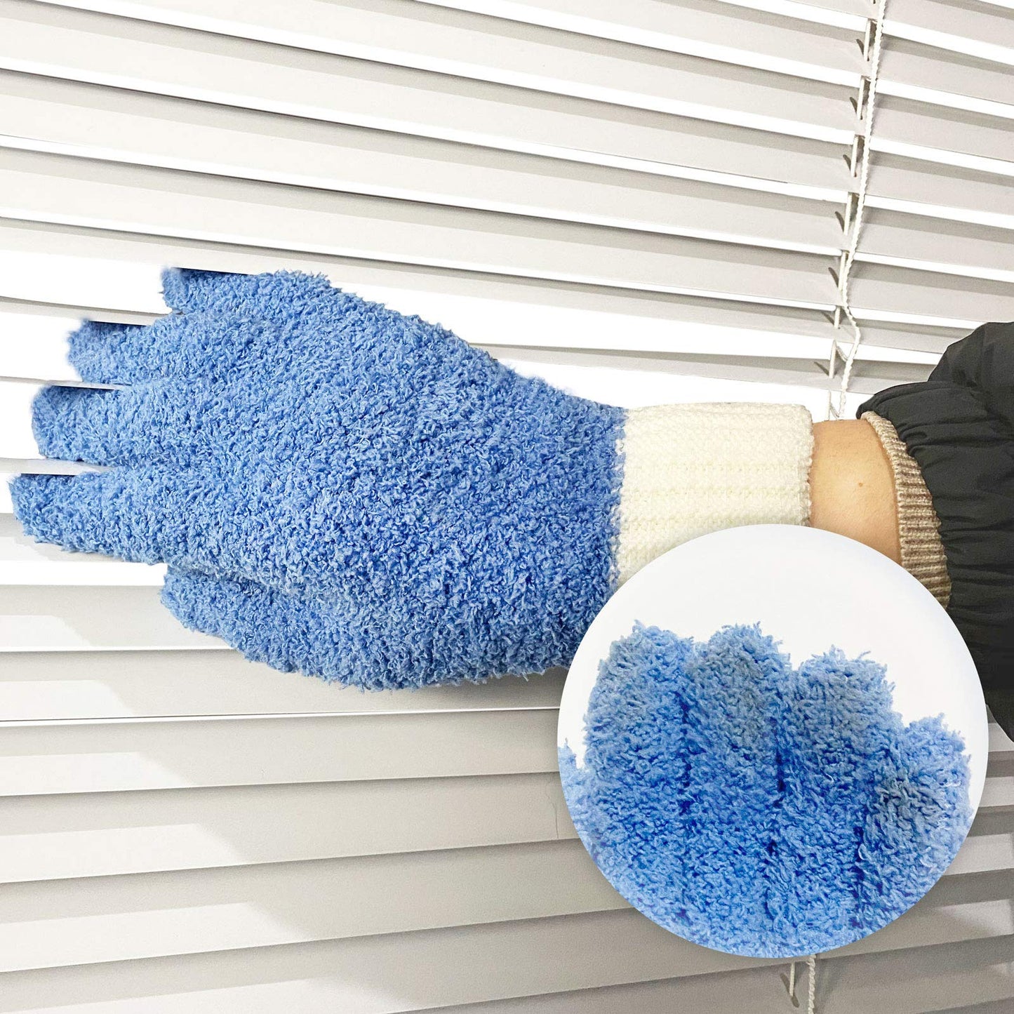 Mig4U 4 Pairs Microfiber Gloves - Dusting Gloves For House Cleaning - Washable Blind Cleaner Duster Tool (Blue/Pink/Gray/Navy,S/