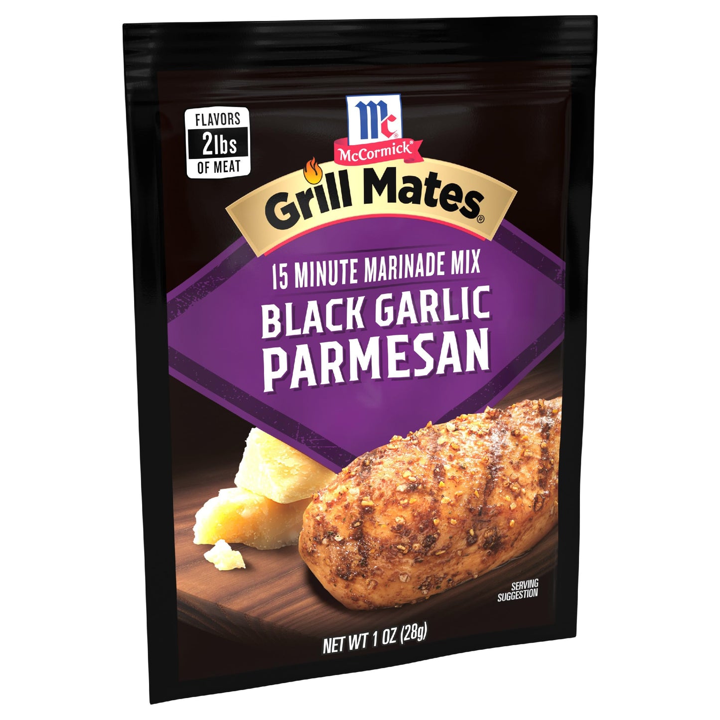 McCormick Grill Mates Black Garlic Parmesan Seasoning Mix, 1 oz (Pack of 12), Brown