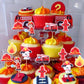 ZHUOWEISM Fire Truck Cupcake Toppers, 30 PCS, Bamboo, Design 3, Small, Fire Department Theme, Baby Shower Birthday Party Decorations