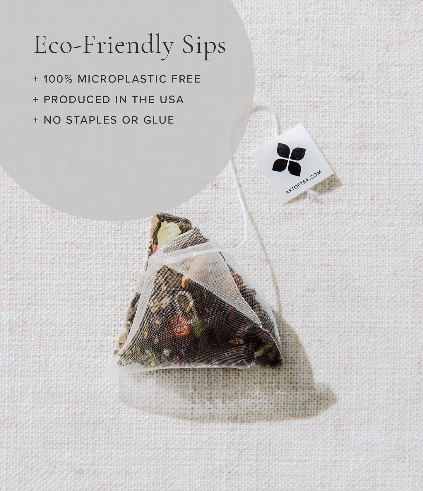 Art of Tea | Assorted Tea Bags Sampler Caffeinated and Non-Caffeinated | 50 Eco Friendly Pyramid Tea Bag Sachets