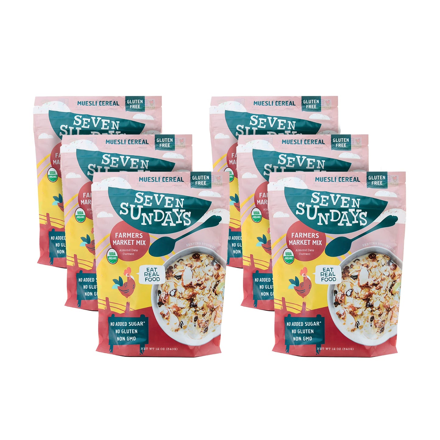 Seven Sundays Organic Farmers Market Muesli| Certified Organic | Gluten Free Certified | No Added Sugar | Non-GMO | Vegan, Almon