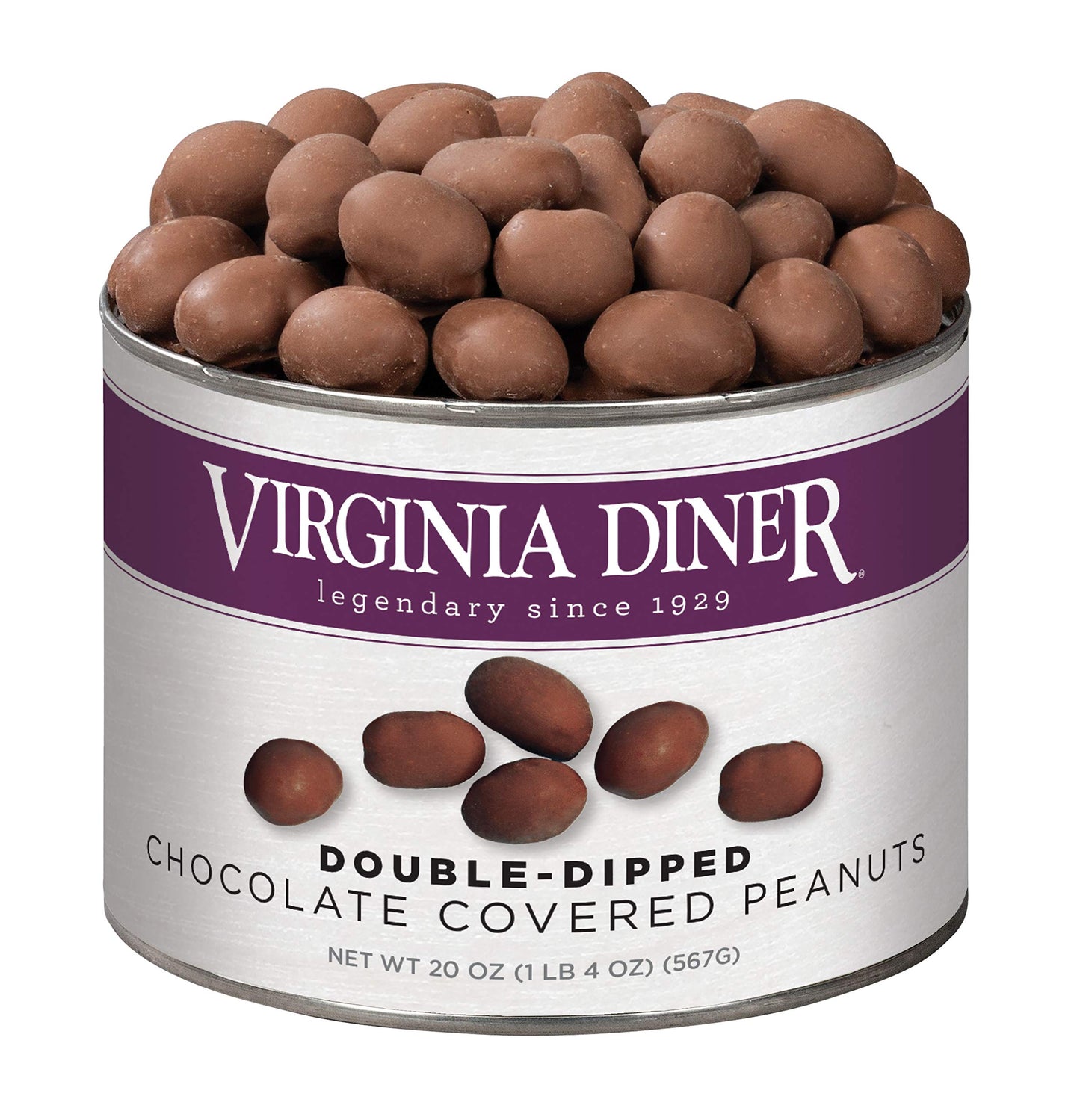 Virginia Diner Double Dipped Chocolatey Covered Virginia Peanuts, Gourmet Natural Gift Tin, 20 Ounce (Pack of 1)