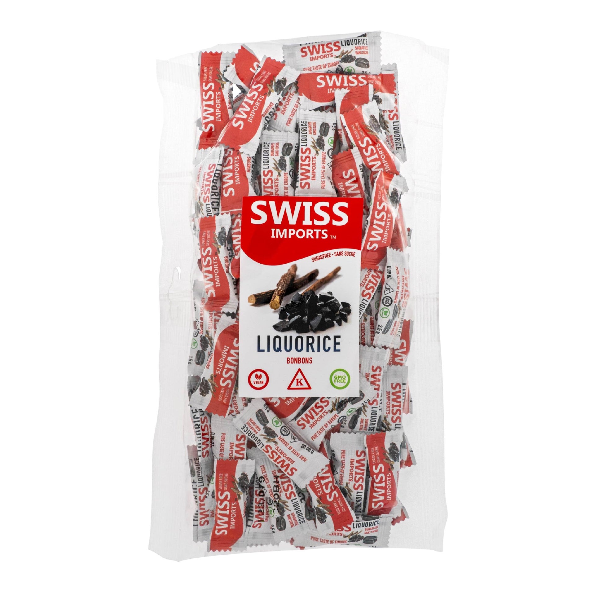 Swiss Imports Sugar Free Bonbons Hard Candy Drops, Licorice, 100 Individually Wrapped Pieces, 250g/8.8oz