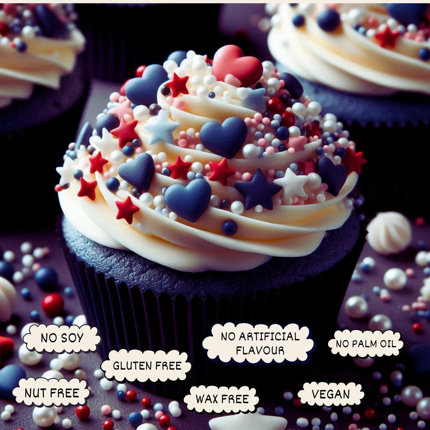 Confect Edible Sprinkles – Red, White, Blue & Silver Dragees for Cake & Cupcake Decorating – 4.2 Oz – Vegan, Gluten-Free