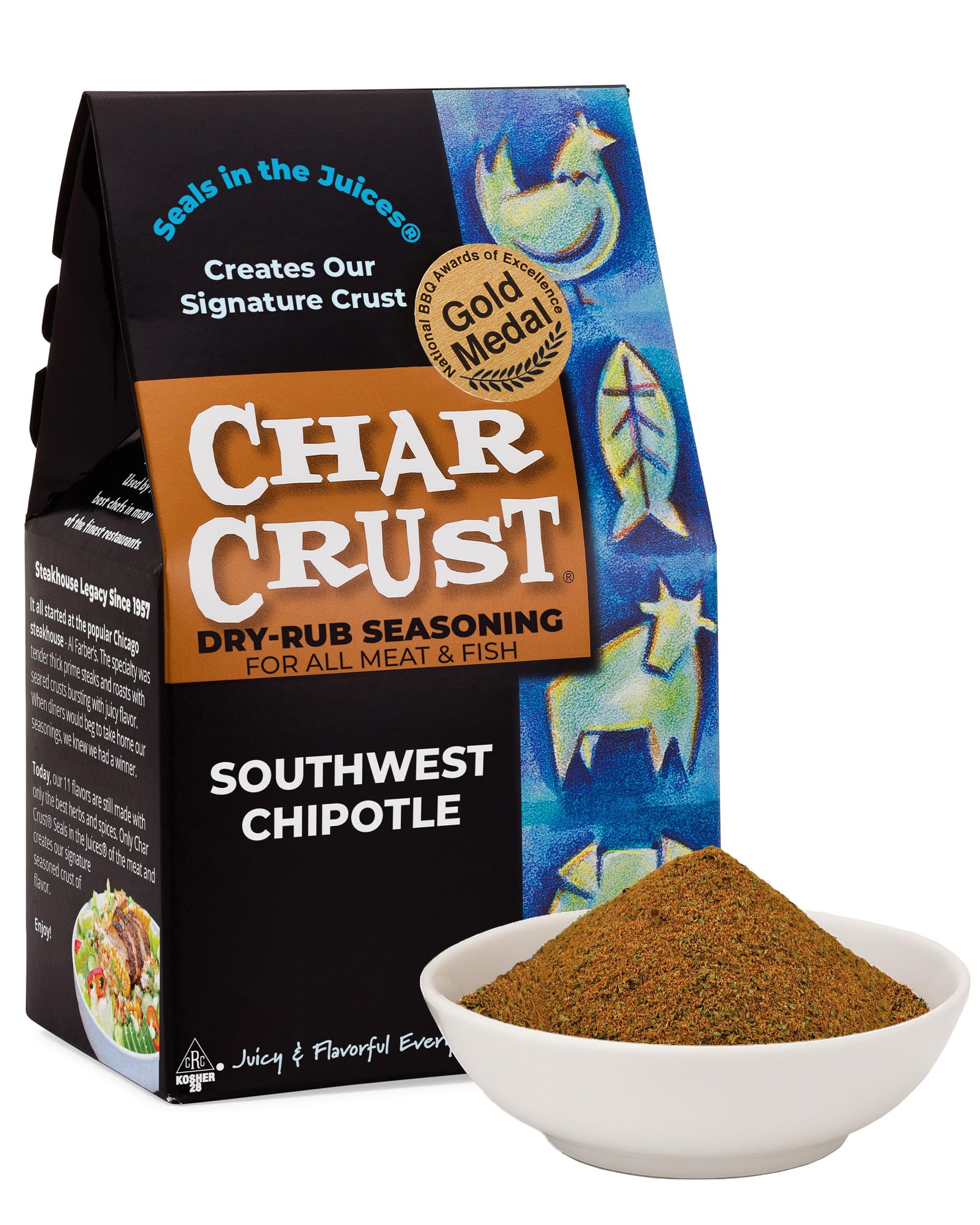 Char Crust Dry-Rub Seasonings Southwest Chipotle | All-In-One Seasonings | Perfect For Chicken  Fish  Burgers  Steak  Wings | Signature Crust That Seals In The Juices  4 Ounce (Pack Of 6)