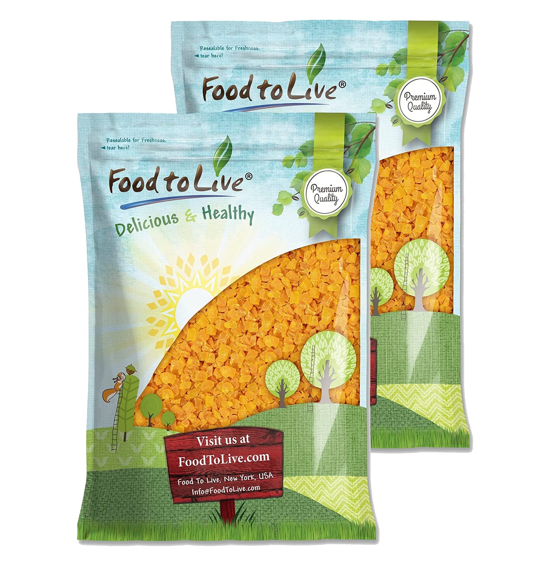 Food to Live Dried Diced Mango, 15 Pounds Sweetened, Unsulfured, Sulfite Free Chunks, No Added Color, No Artificial Flavors, Kos