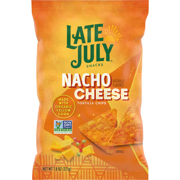 Late July Snacks Nacho Cheese Tortilla Chips, 7.8 Oz Bag