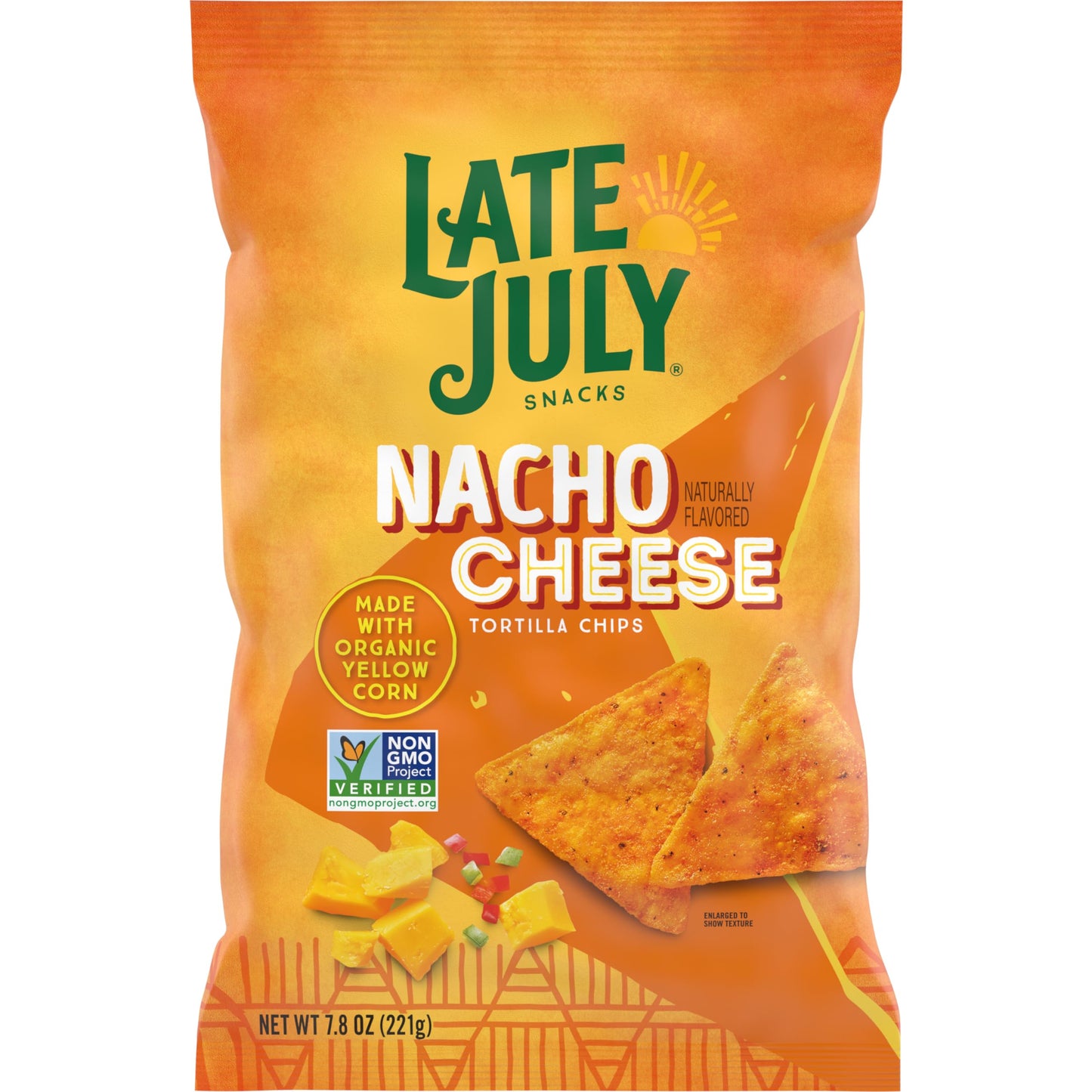 LATE JULY Organic Nacho Cheese Tortilla Chips, 7.8 OZ