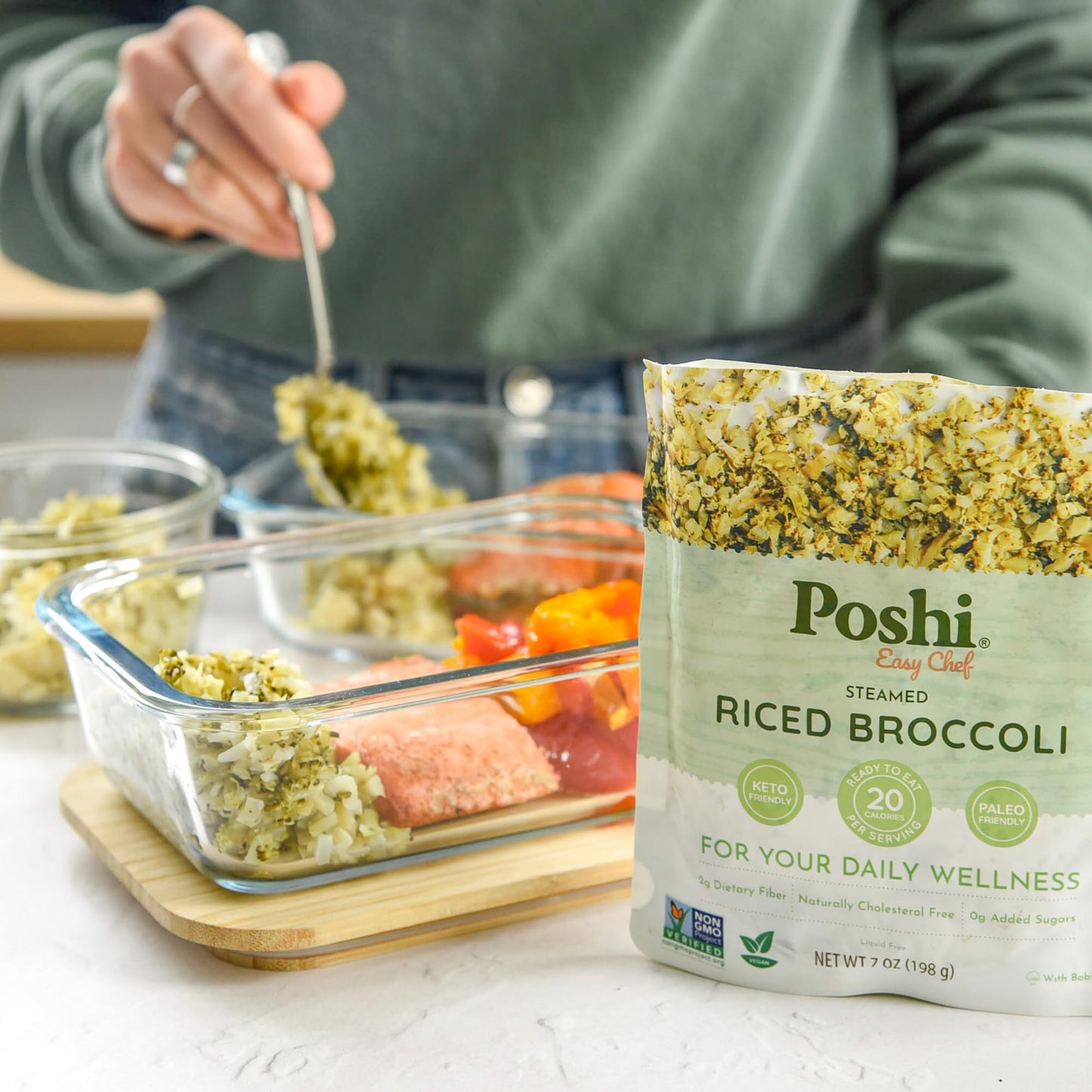 Poshi Riced Vegetables Variety Pack | Ready To Eat, All Natural, Non Gmo, Low Calorie + Carb, Gluten Free, Vegetable Rice, Fully