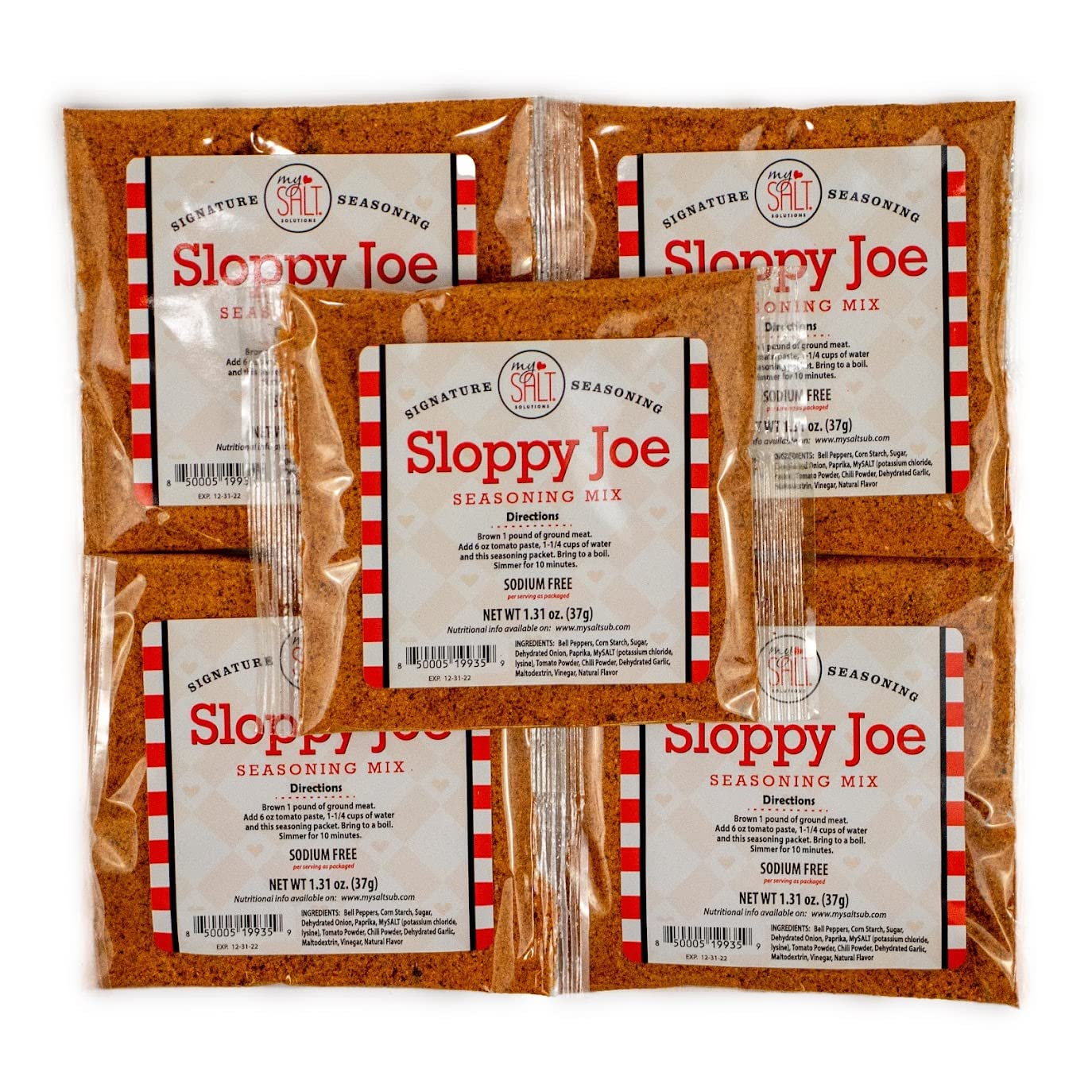 Mysalt Sloppy Joe Seasoning Mix, Sodium Free (5 Pack)