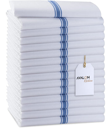 Avalon Dish Towels Set (Value Pack Of 15) Size 15X25 Inch, 100% Cotton Soft & Absorbent Linen Kitchen Towels, Tea Towels, Reusab