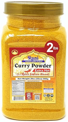 Rani Curry Powder Extra Hot (11-Spice Authentic Indian Blend) 32Oz (2Lbs) 908G Pet Jar ~ All Natural | Salt-Free | Vegan | No Co