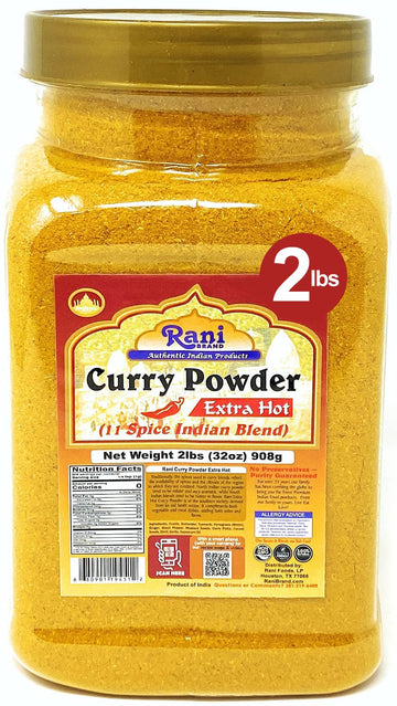 Rani Curry Powder Extra Hot (11-Spice Authentic Indian Blend) 32Oz (2Lbs) 908G Pet Jar ~ All Natural | Salt-Free | Vegan | No Co