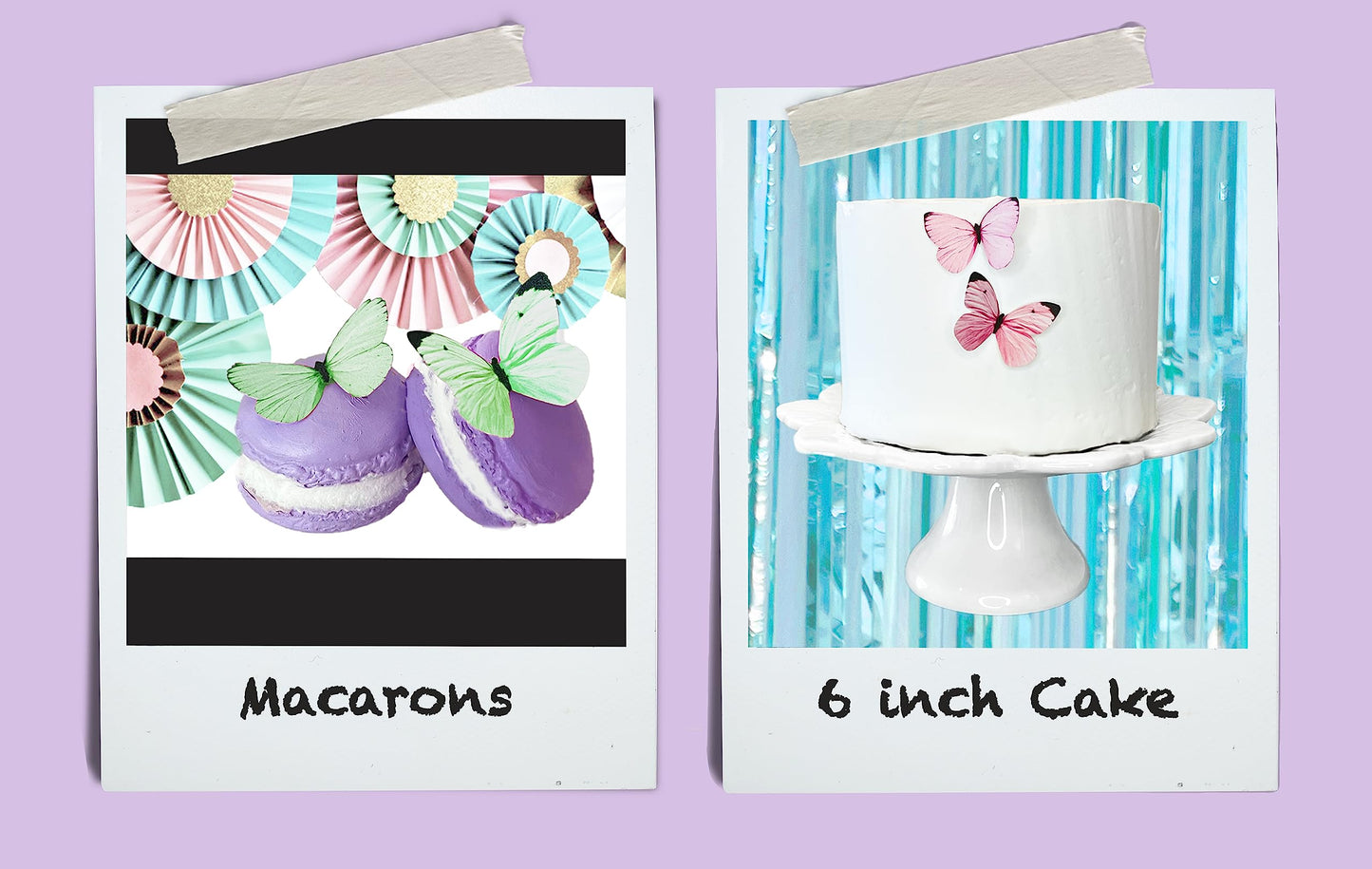 Sugar Robot Edible Butterflies - Pastel Cake Toppers - Wafer Material - 4x0.5 - Purple - Assorted Sizes - Made in the USA