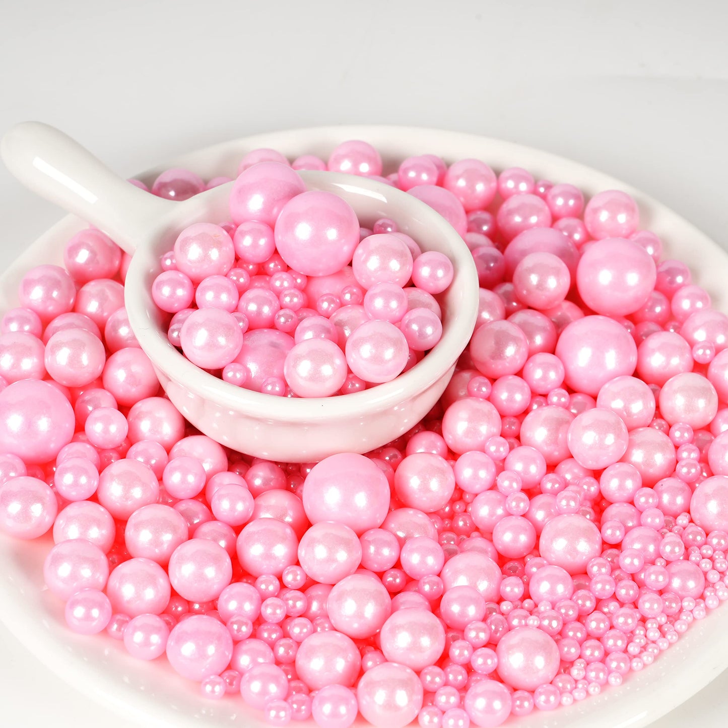 KASVAN Pink Pearl Sugar Sprinkles - Edible Candy Pearls, 130g, Baking Cake Decorations, Ice Cream Toppings, Wedding Supplies