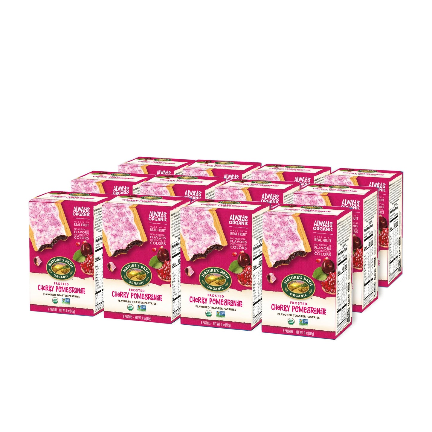 Nature'S Path Organic Toaster Pastries, Frosted Cherry Pomegranate, 72 Count (Pack Of 12, 11 Oz Boxes), Made From Real Cherries