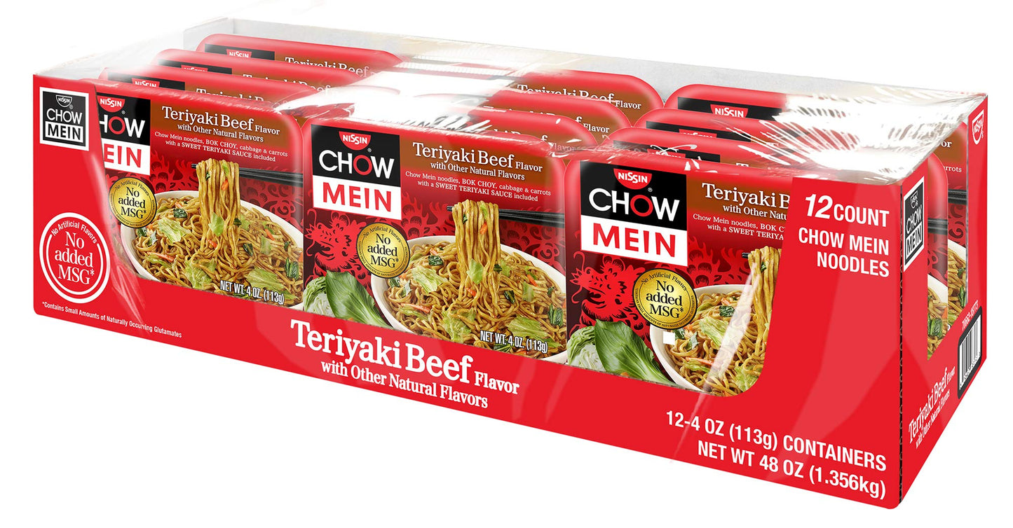 Nissin Chow Mein Premium Teriyaki Beef, 4.0 Ounce (Pack of 12)