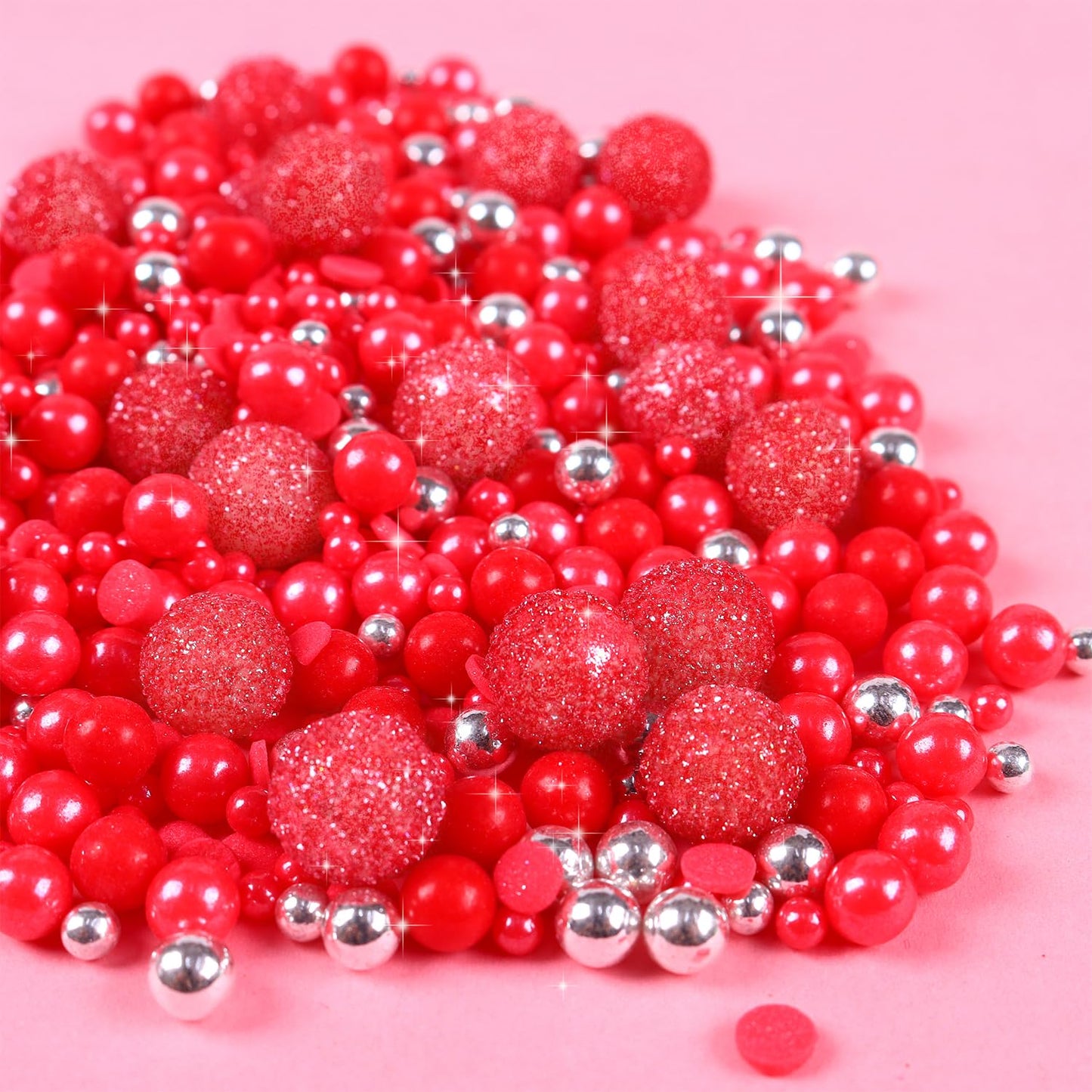 Red Sprinkles for Baking 4.23ounce - Sparkle Pearl Sprinkles for Cupcake Toppers, Ice Cream, Candy, Cookie Decorations - Silver 