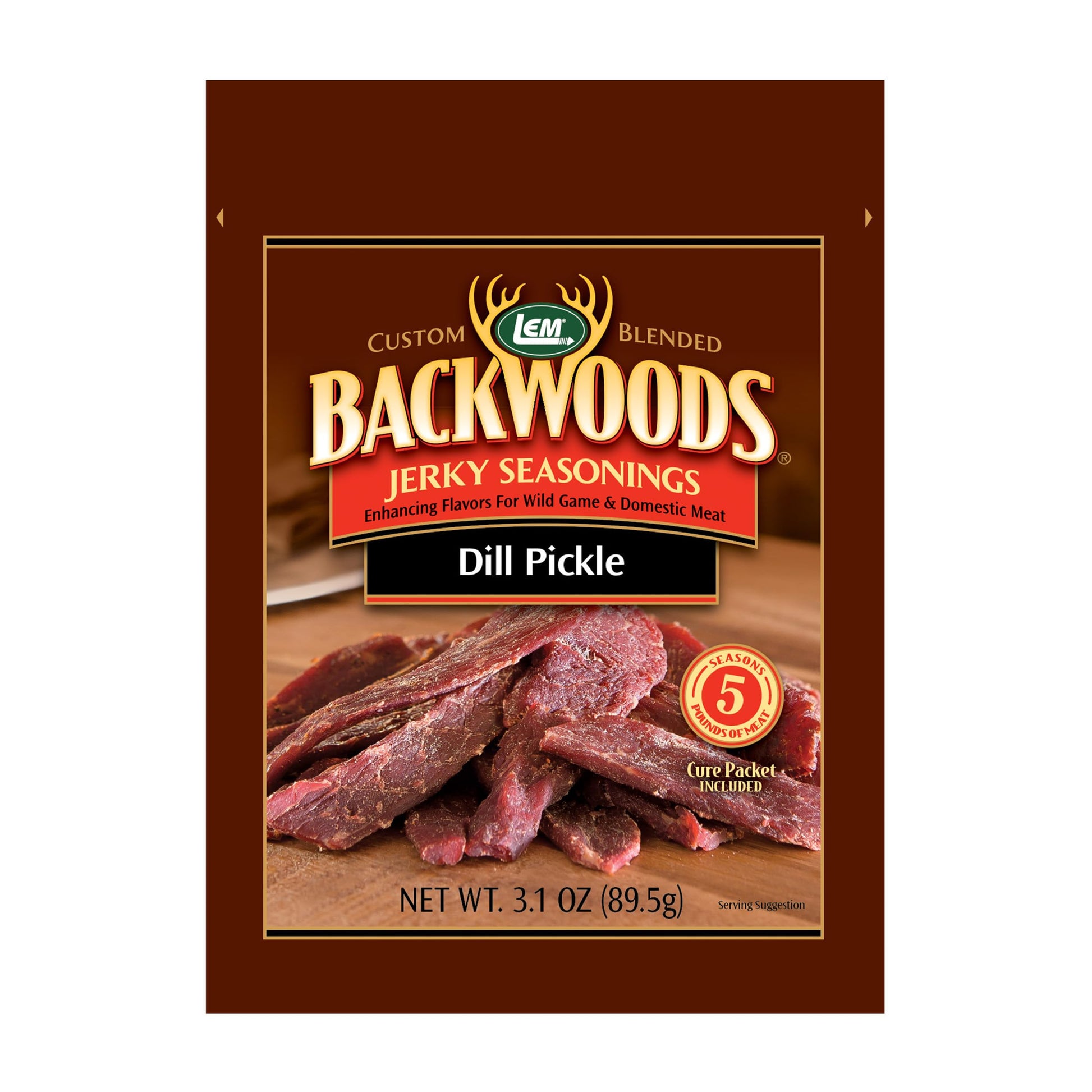 Lem Products Backwoods Dill Pickle Jerky Seasoning  Ideal For Wild Game And Domestic Meat  Seasons Up To 5 Pounds Of Meat  3.1 Ounce Packet