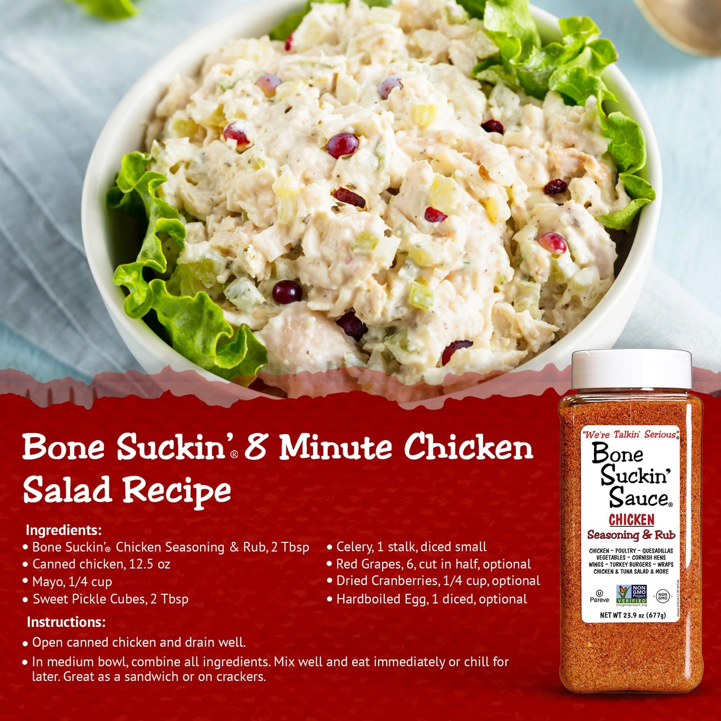 Bone Suckin' Sauce Bulk Chicken Seasoning & Rub - Brown Sugar, Garlic, Onion, Spices - Non-Gmo, Gluten-Free, Fat-Free, Kosher, P