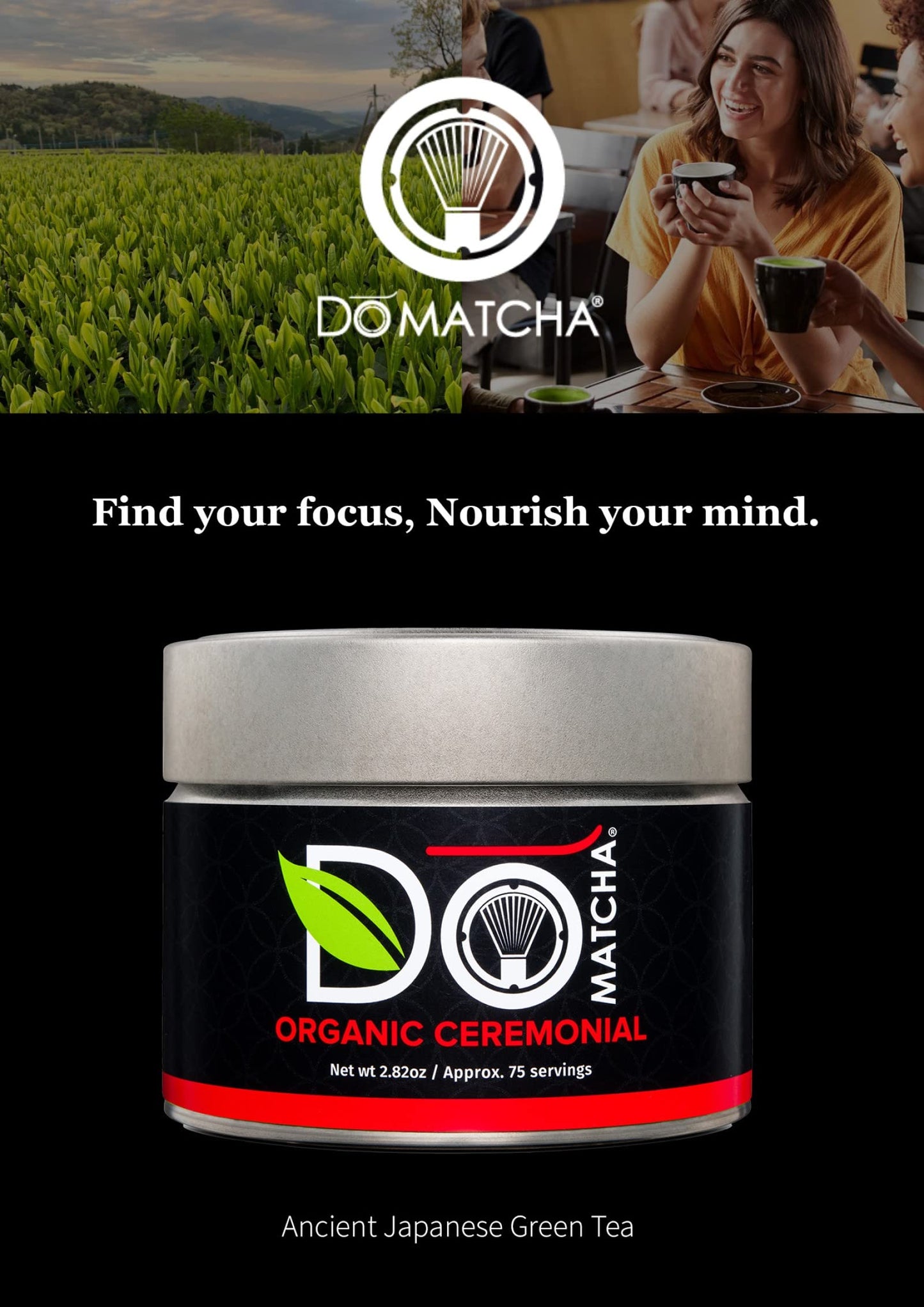 DoMatcha Organic Ceremonial Green Tea Matcha Powder, Natural Antioxidants, 2.82 oz, 75 Servings