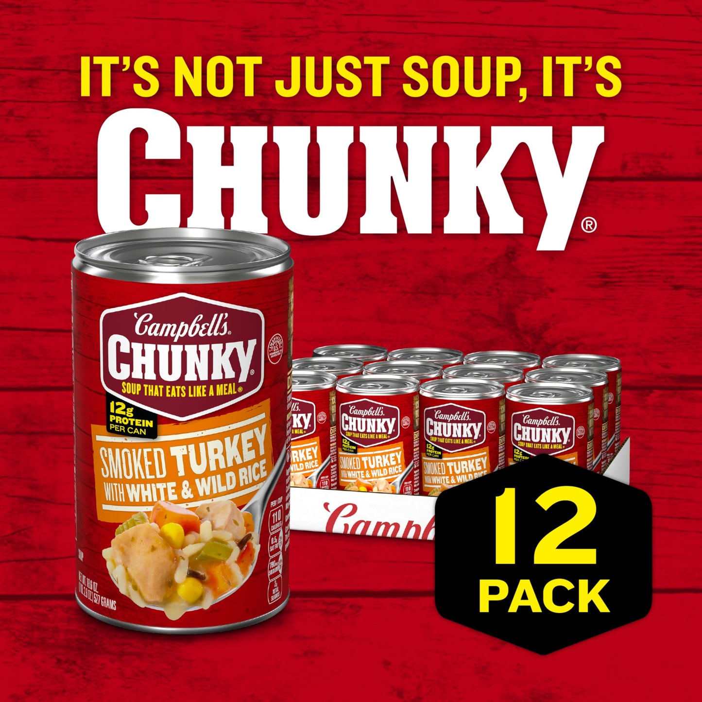 Campbell’s Chunky Soup Smoked Turkey with White and Wild Rice 18.6 Ounce Can (Pack of 12)