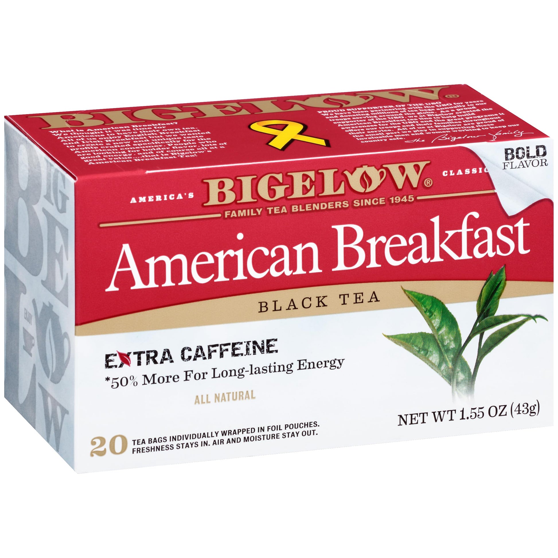 Bigelow Tea American Breakfast Black Tea Bags, Caffeinated, 20 Count Box (Pack of 6), Total 120 Tea Bags
