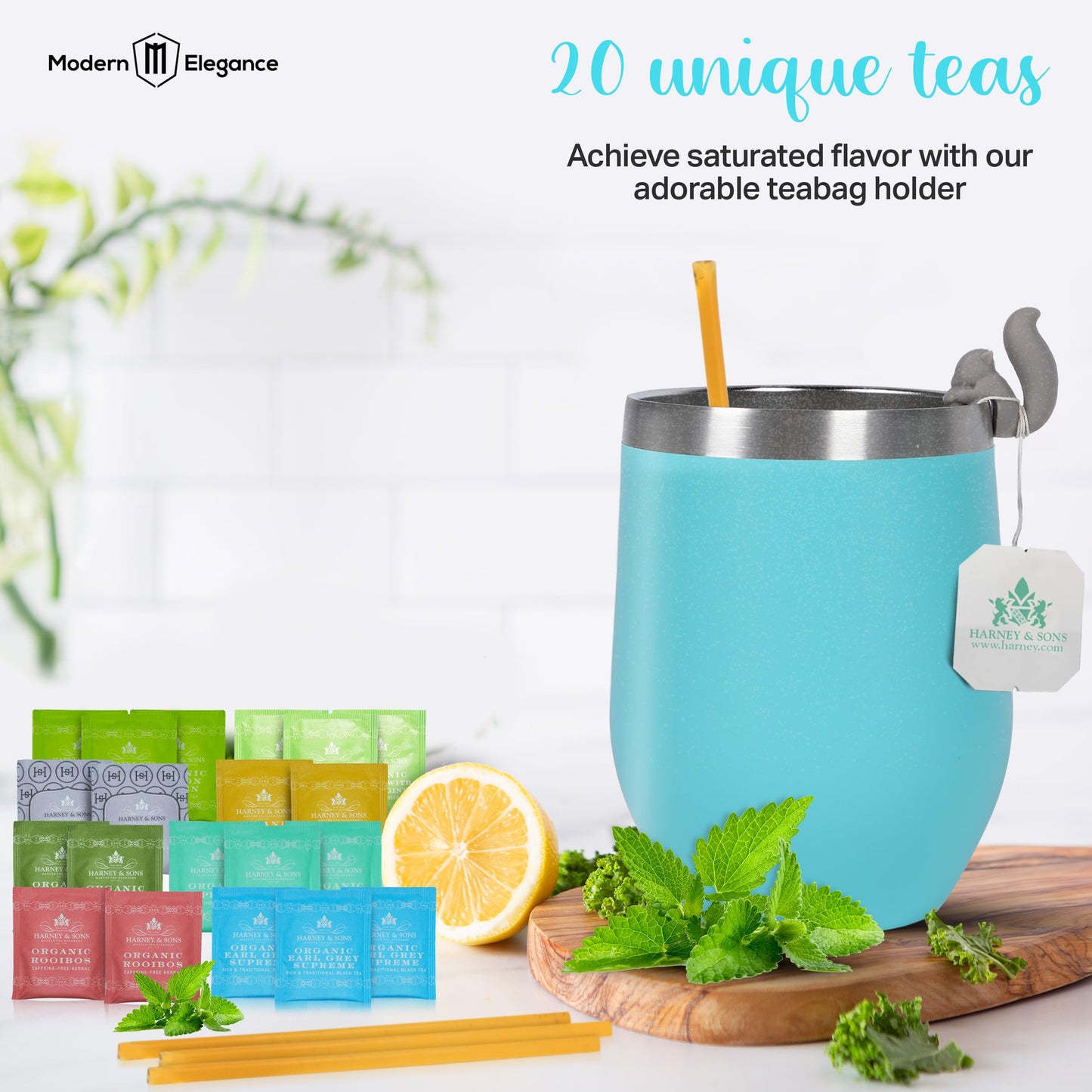 Mothers Day Gifts For Mom Gift Set With Kettle - 36-Piece Sampler For Tea Lovers With Insulated Mug, Organic Blends & Accessorie
