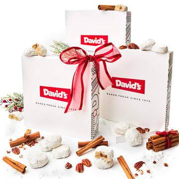 DavidS Cookies Cinnamon Pecan Meltaways Christmas Cookies Gift Box 3 Pack - Tender Butter Cookies Dusted With Cinnamon - 3 Lbs Gourmet Holiday Dessert Basket For Celebrations And Special Occasions