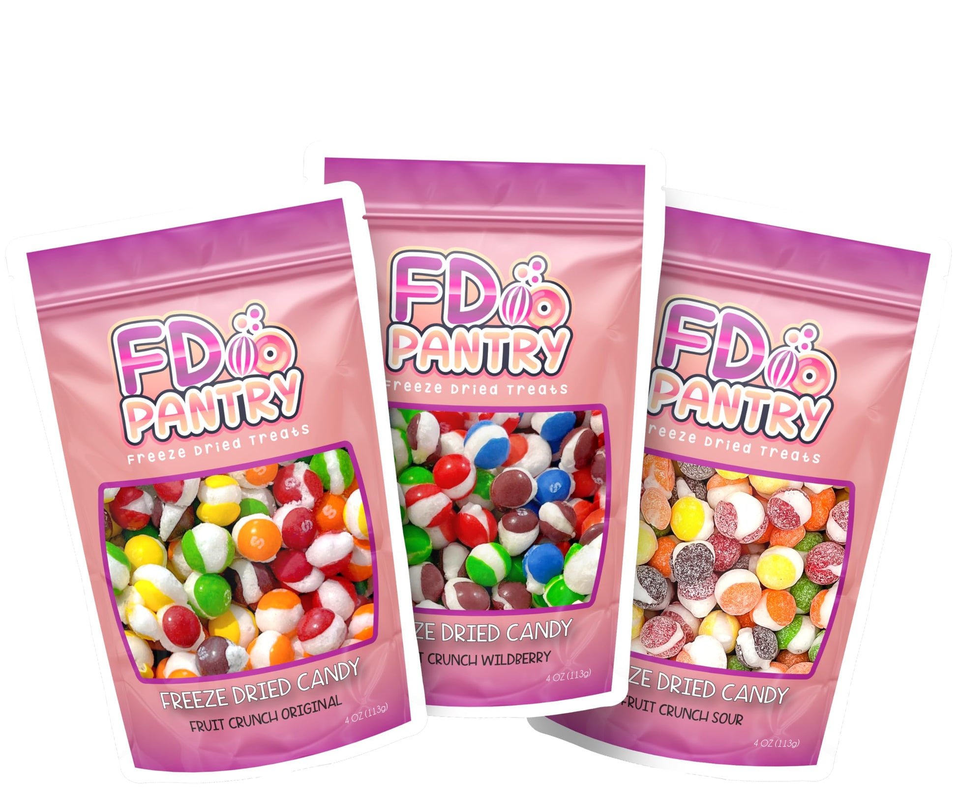 Freeze Dried Candy 3 Pack Fruit Crunch Original, Wildberry, Sour Mix Variety Gift Bundle 4 Oz - 3 Pack Treat Snack Sampler Set R