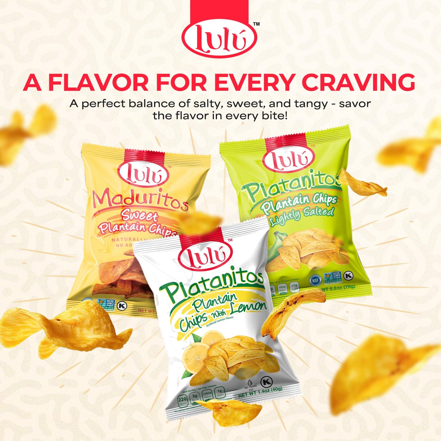 LULU Plantain Chips Variety Pack, Lightly Salted, 12 Count (6 Lemon, 4 Salted, 2 Sweet)