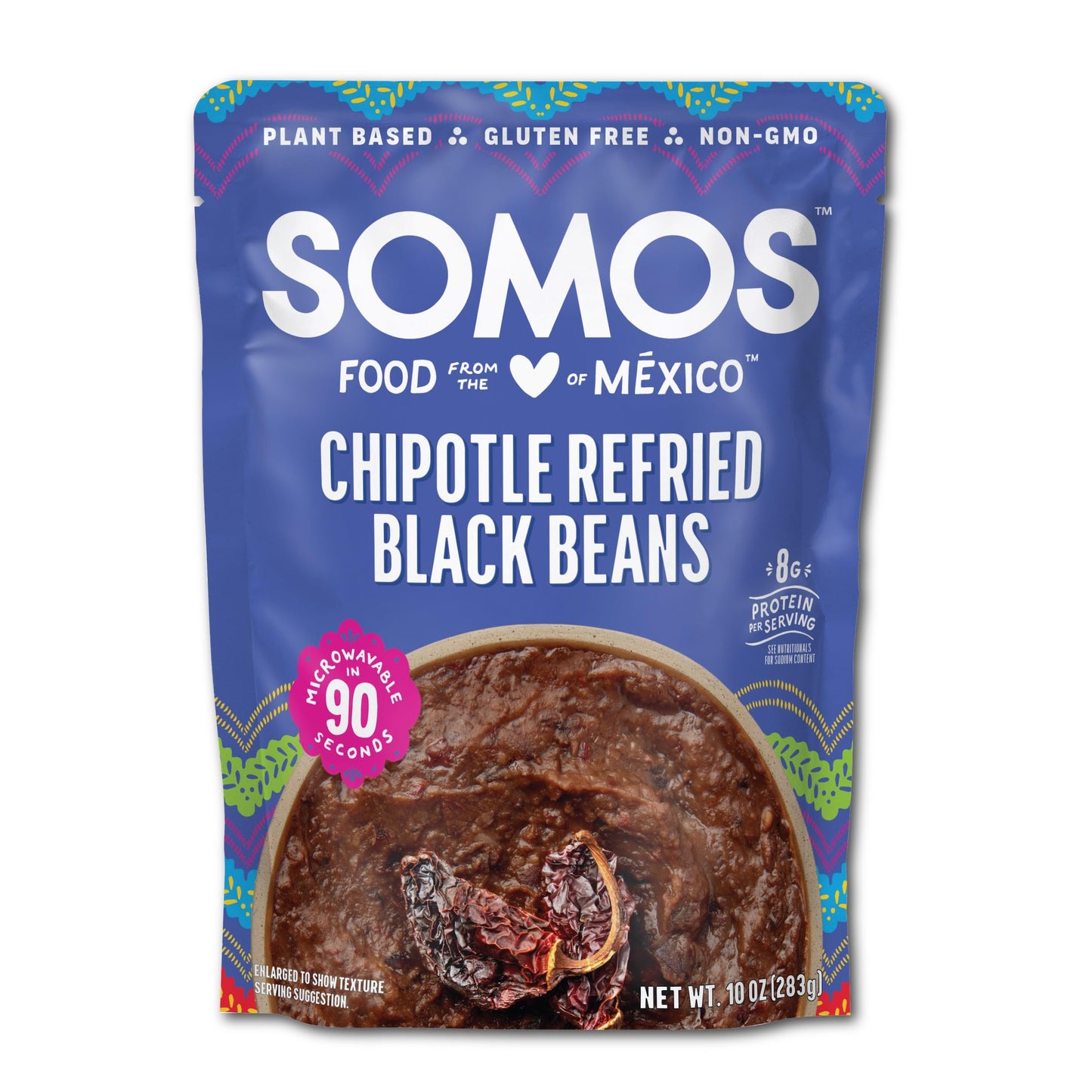 Somos Chipotle Refried Black Beans - Gluten Free, Non-Gmo, Vegan & Microwavable Meals Ready To Eat - Delicious, Healthy & Conven