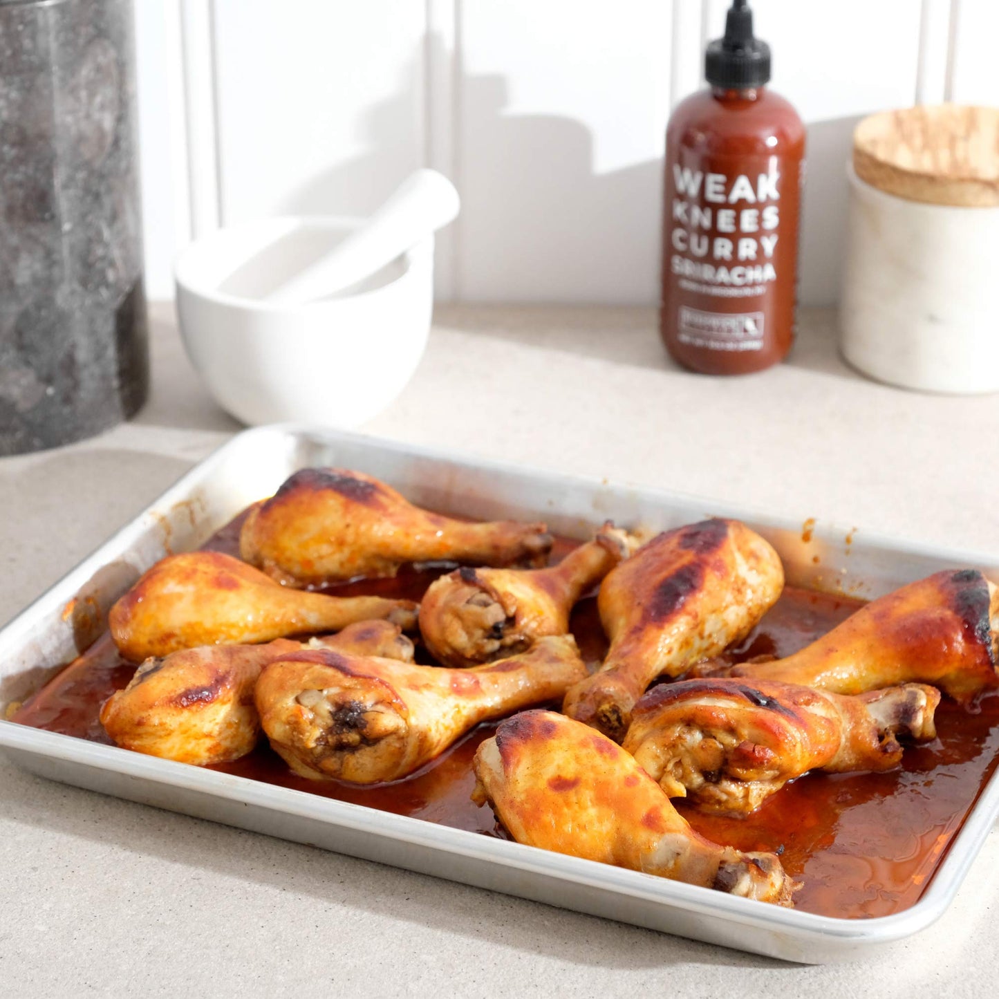 Weak Knees Curry Sriracha Hot Sauce, Infused with Aromatic Curry Spices, Bold Korean Gochujang Paste & Classic Sriracha, Made in