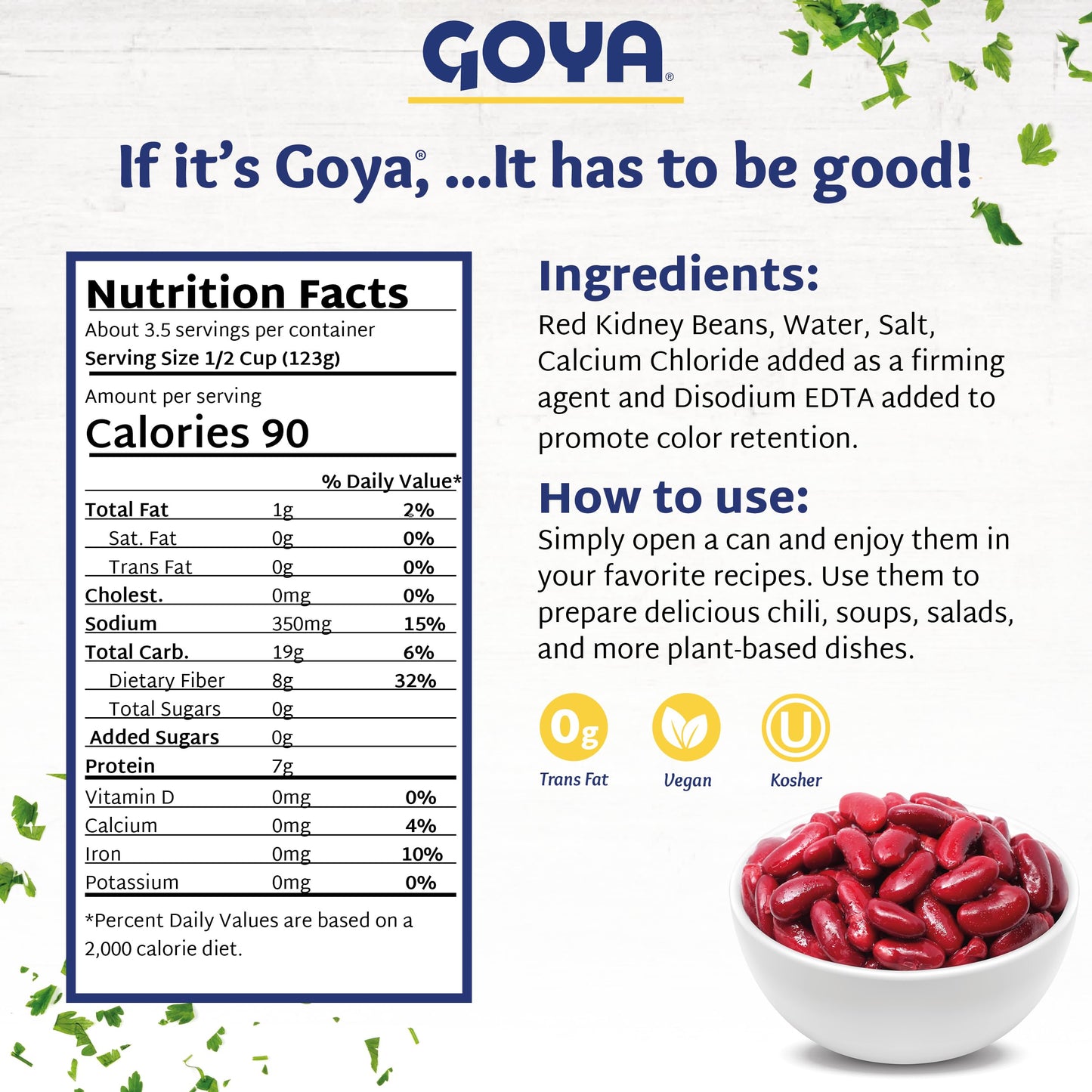 Goya Foods Low Sodium Red Kidney Beans, 15.5 Ounce (Pack Of 2)