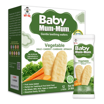 Hot-Kid Baby Mum-Mum Rice Rusks, Vegetable, 24 Pieces (Pack Of 6) Gluten Free, Allergen Free, Non-Gmo, Rice Teether Cookie For T