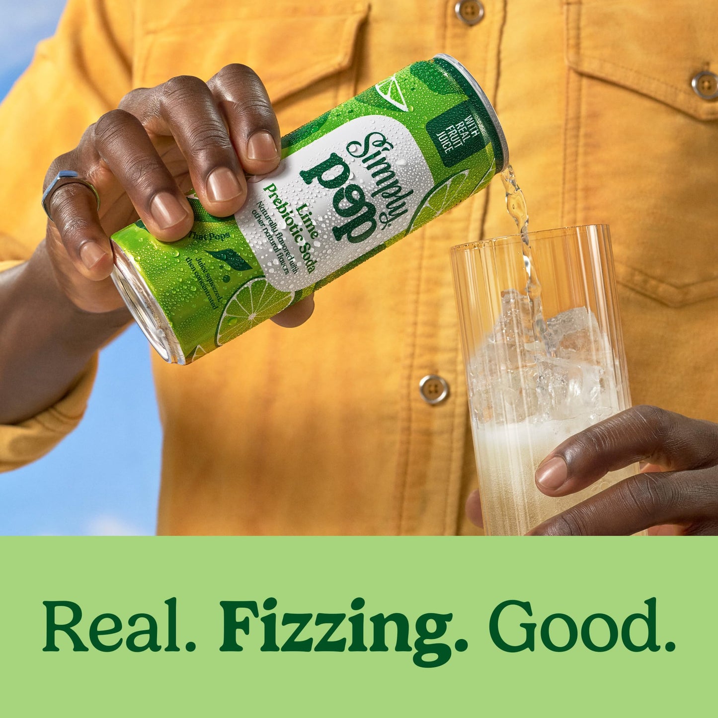 Simply POP Prebiotic Soda Lime Cans  12 fl oz  12 Pack