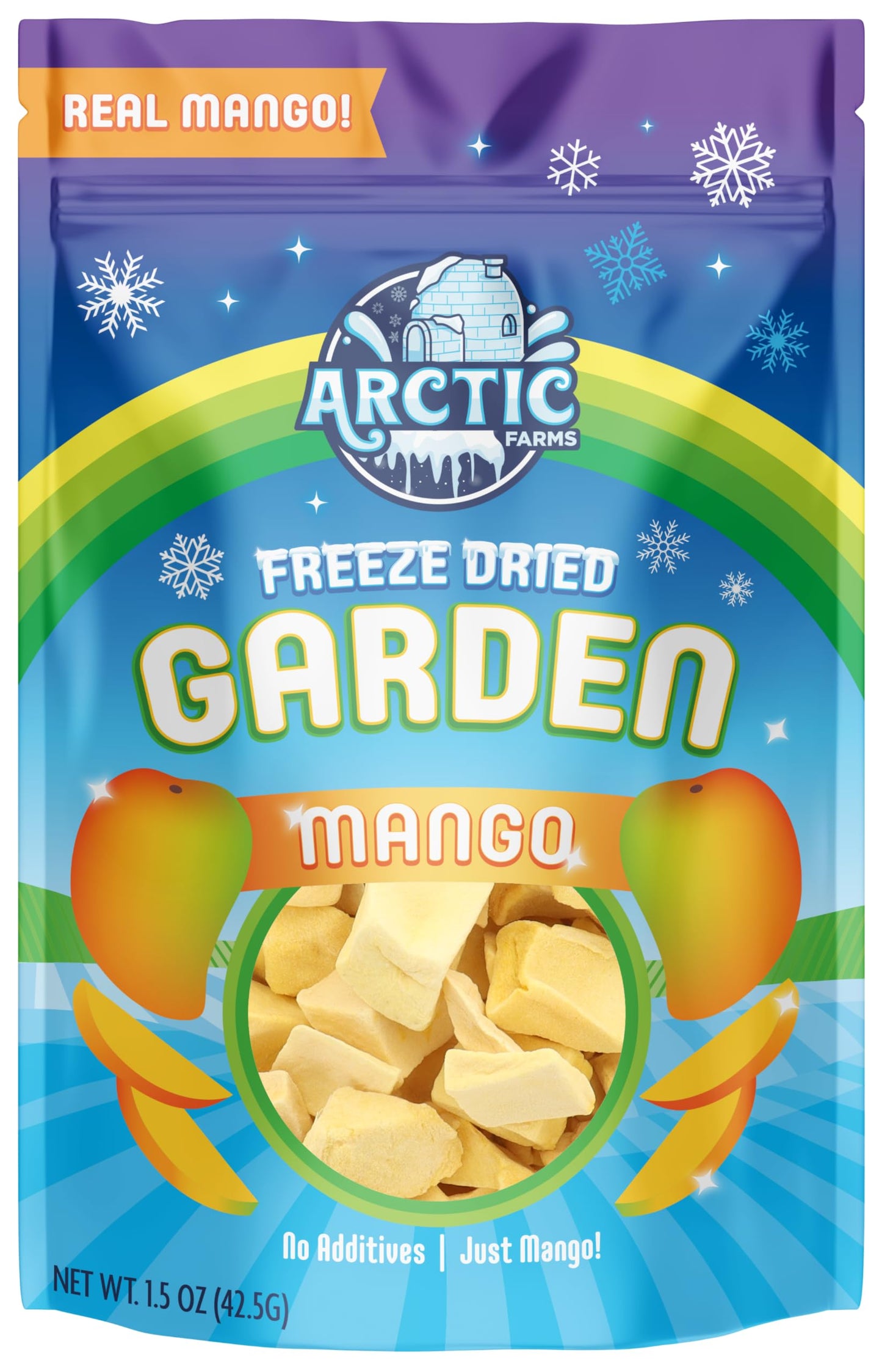Arctic Farms Garden Pure Freeze Dried Mango Fruits, No Sugar Added, Crunchy Snacks (Mango)