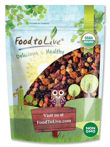 Organic Berries Paradise Mix, 1 Pound - A Blend of Non-GMO Dried Cranberries, Blueberries, Goji Berries, Golden Berries, and Mul